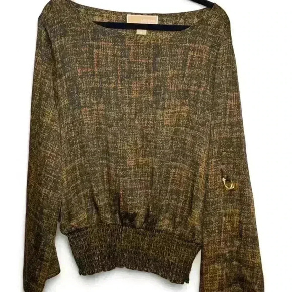 Michael Kors-Brown/Black Argyle/Diamond Blouse w cinched bttm -Women’s… - Picture 1 of 6